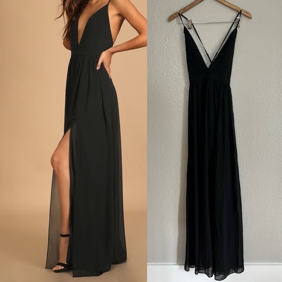 NWOT Ballroom Bliss Black Pleated Maxi Dress - Picture 1 of 7